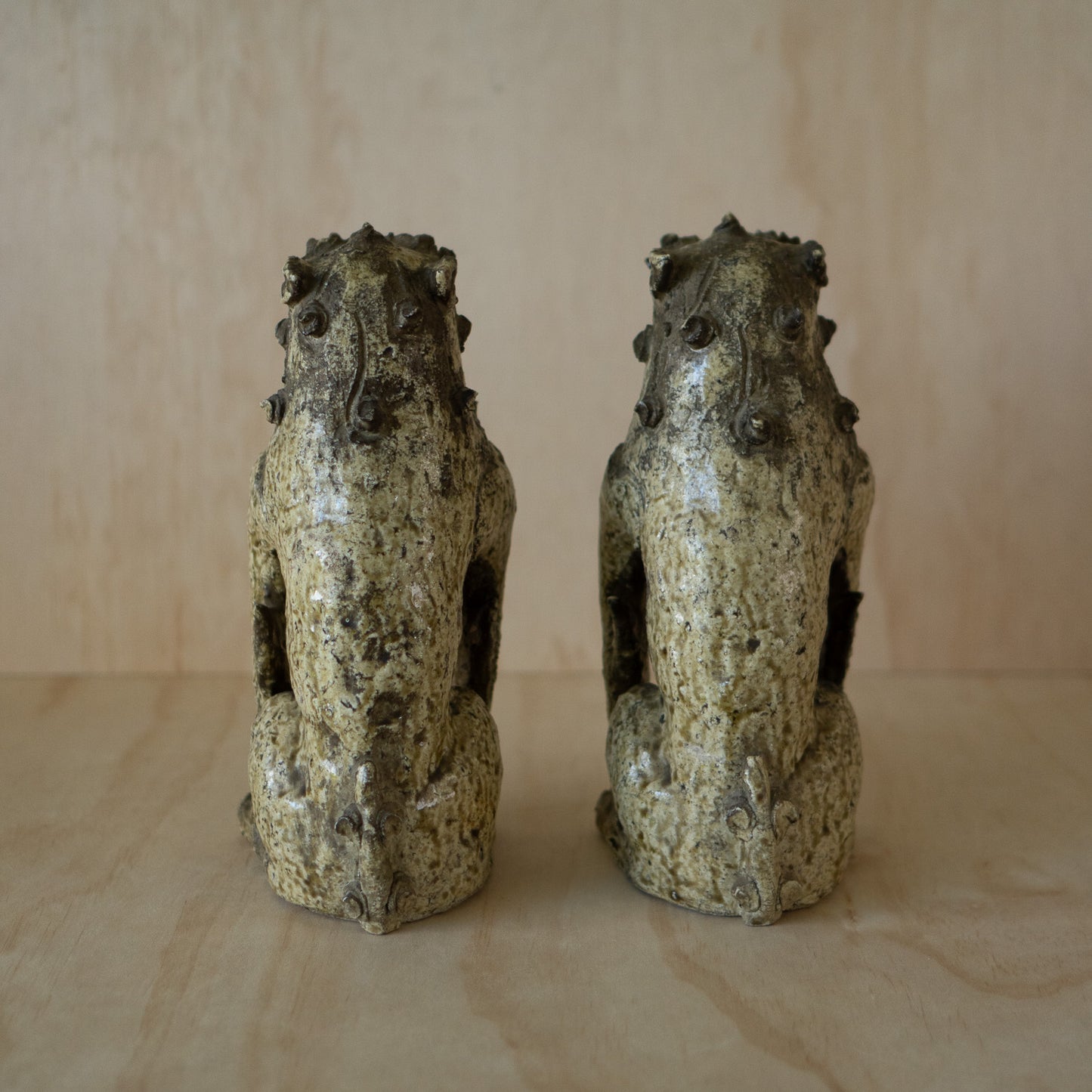 Antique Japanese Ko-Seto Ceramic Komainu Guardian Lion