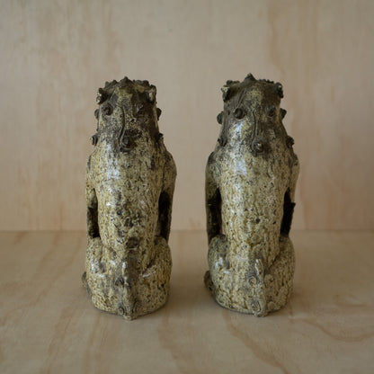 Antique Japanese Ko-Seto Ceramic Komainu Guardian Lion