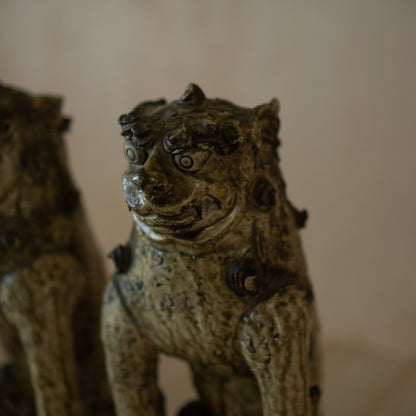 Antique Japanese Ko-Seto Ceramic Komainu Guardian Lion