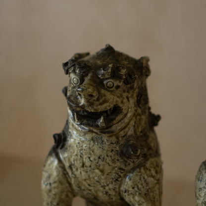 Antique Japanese Ko-Seto Ceramic Komainu Guardian Lion