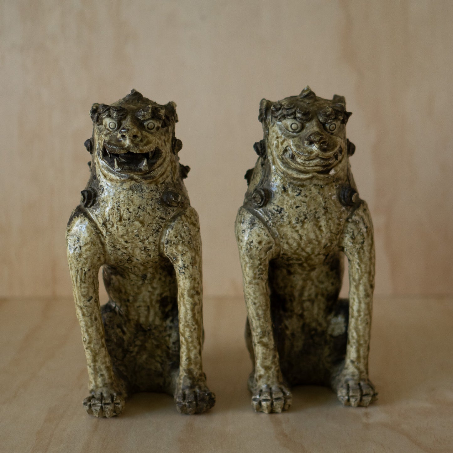 Antique Japanese Ko-Seto Ceramic Komainu Guardian Lion