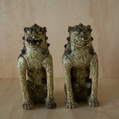 Antique Japanese Ko-Seto Ceramic Komainu Guardian Lion