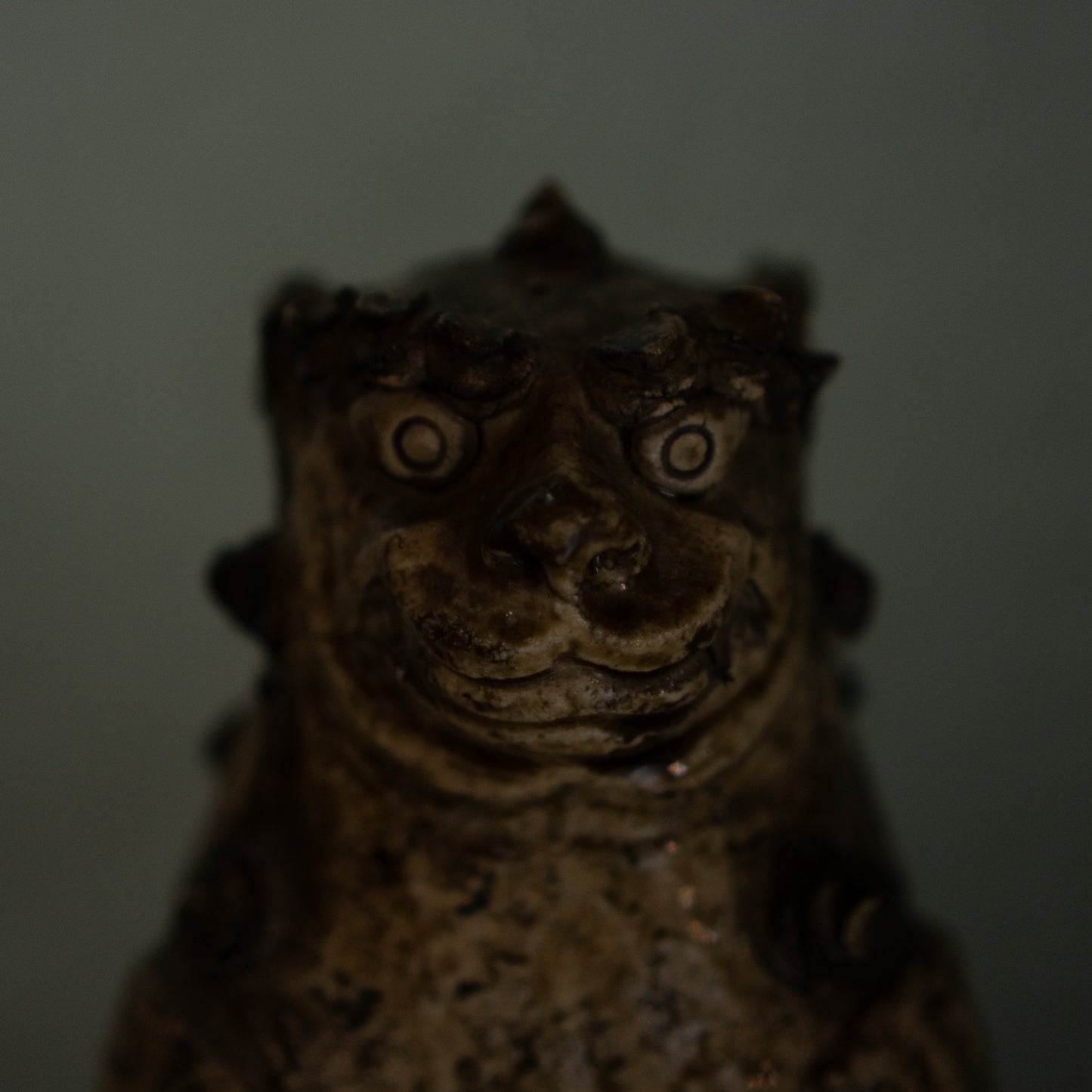 Antique Japanese Ko-Seto Ceramic Komainu Guardian Lion