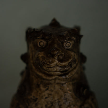 Antique Japanese Ko-Seto Ceramic Komainu Guardian Lion