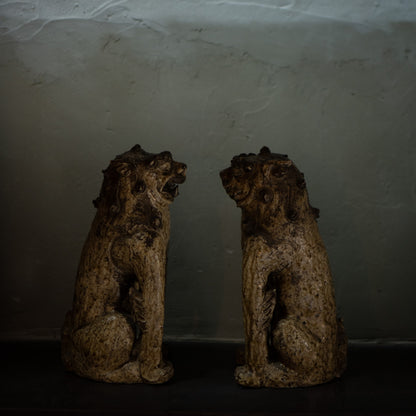 Antique Japanese Ko-Seto Ceramic Komainu Guardian Lion