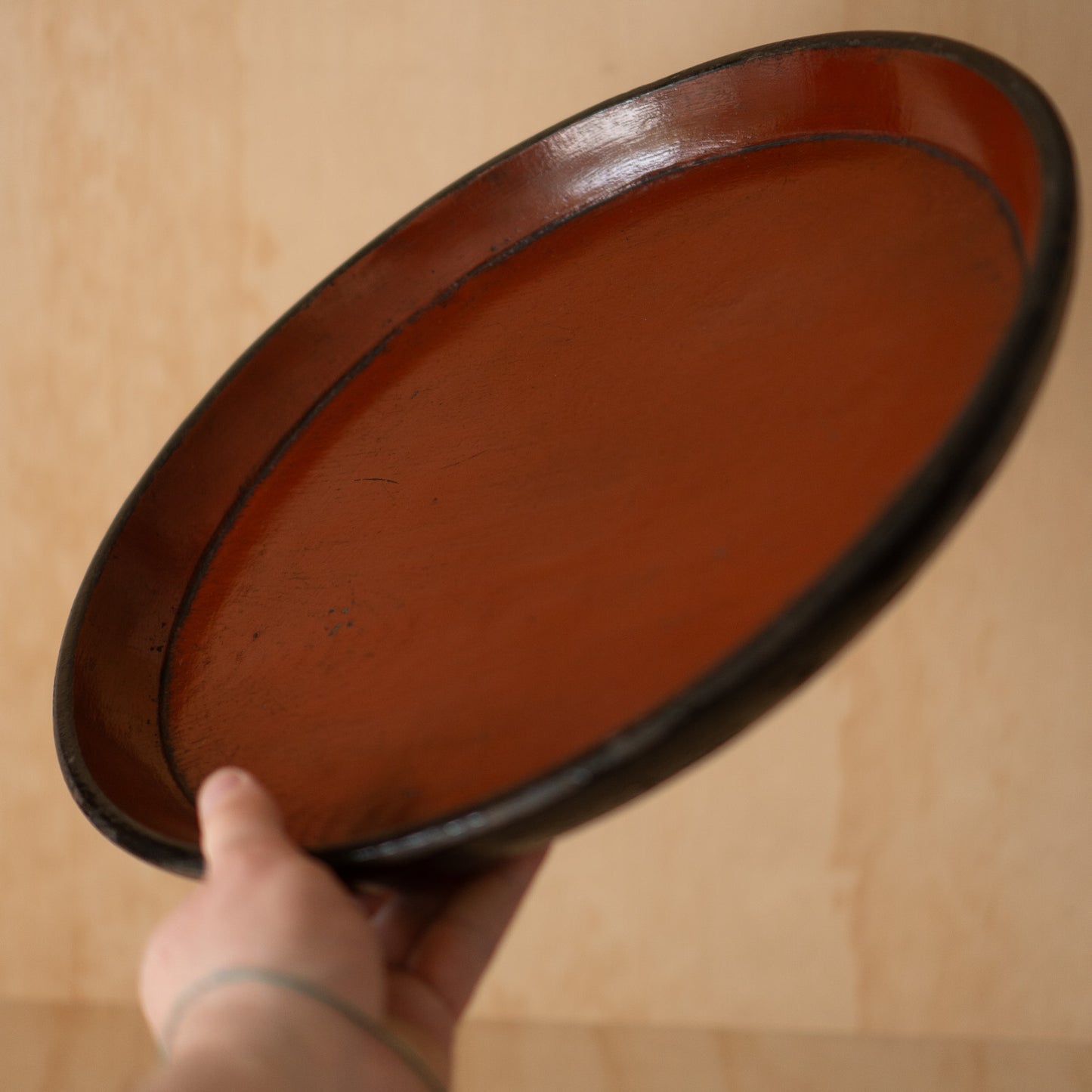 Antique Japanese Red and Black Lacquer serving Tray