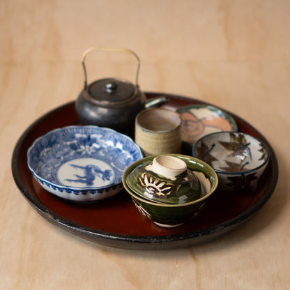 Antique Japanese Red and Black Lacquer serving Tray