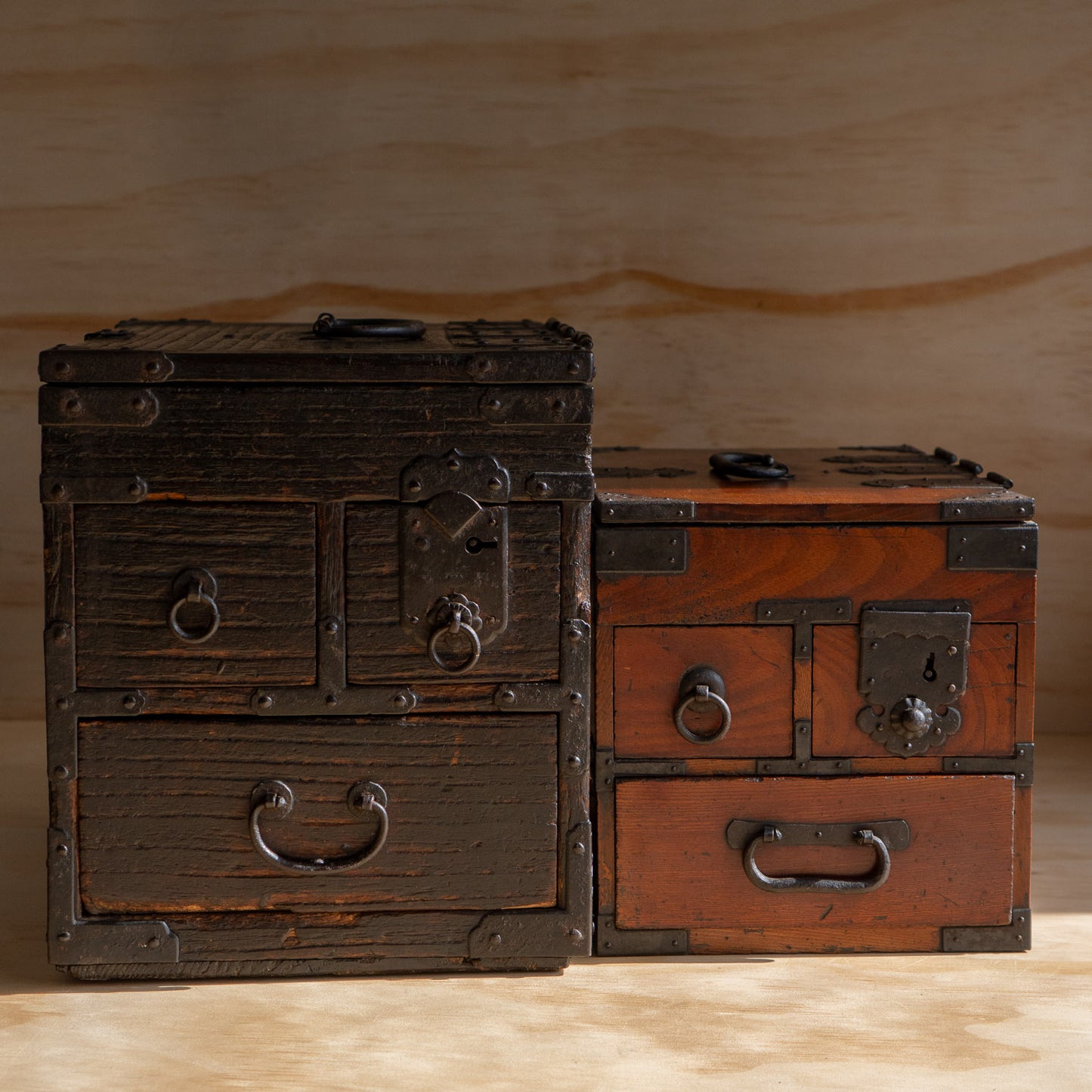 Antique Edo Period Japanese Suzuri Bako Calligraphy Box with Secret Compartment