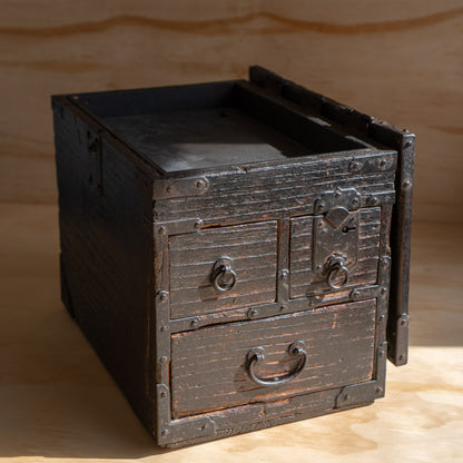 Antique Edo Period Japanese Suzuri Bako Calligraphy Box with Secret Compartment