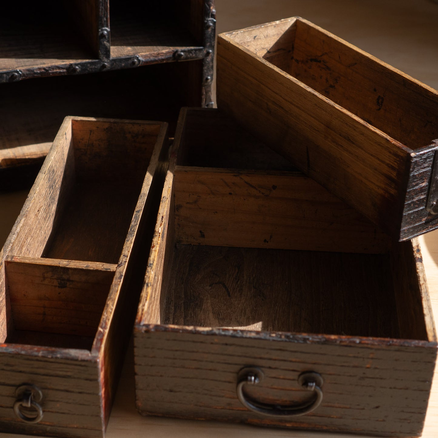 Antique Edo Period Japanese Suzuri Bako Calligraphy Box with Secret Compartment
