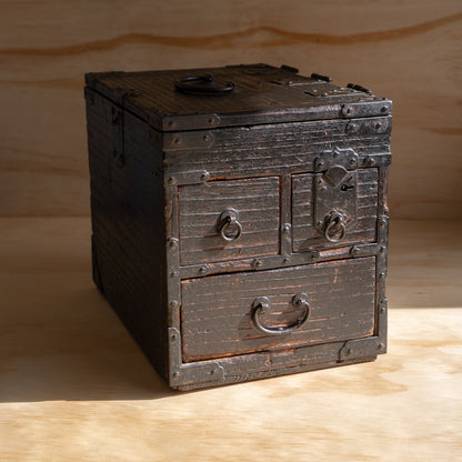 Antique Edo Period Japanese Suzuri Bako Calligraphy Box with Secret Compartment