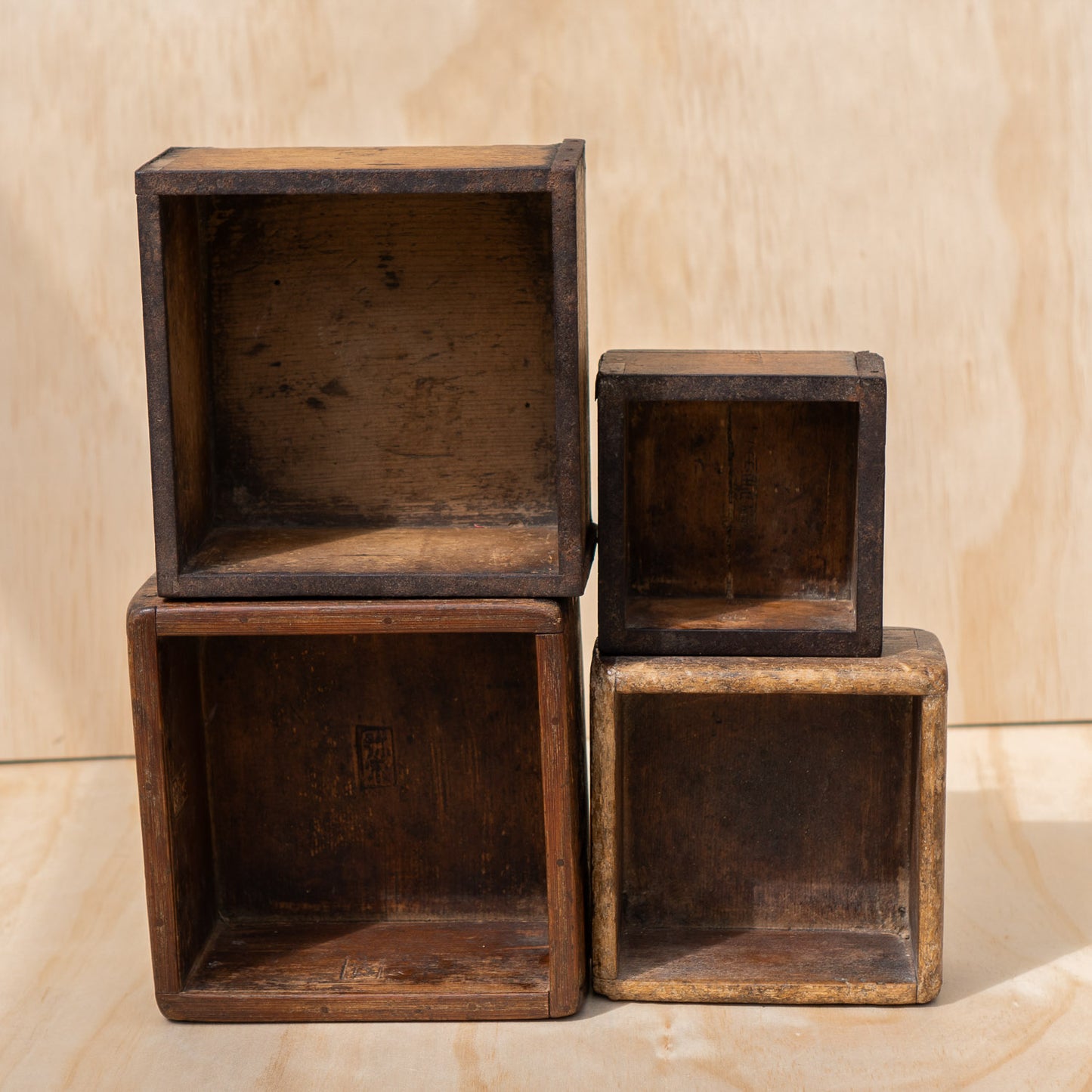 Antique Japanese Wood and bamboo Masu Box Rice Measure