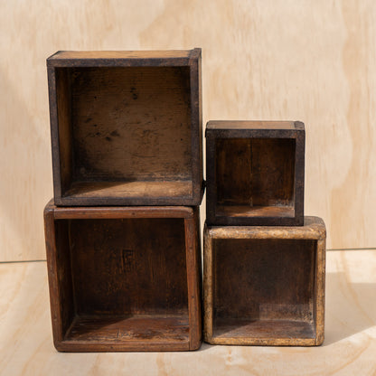 Antique Japanese Wood and bamboo Masu Box Rice Measure