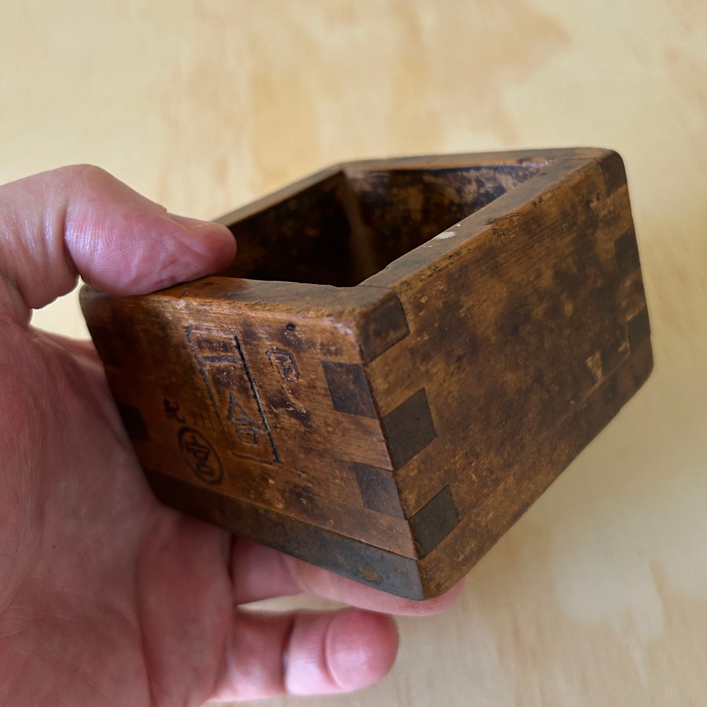 Antique Japanese Masu Box Measure from Kishu Shrine