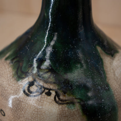 Antique Japanese Late Edo Period Oribe Sake Pouring Jug with Spout