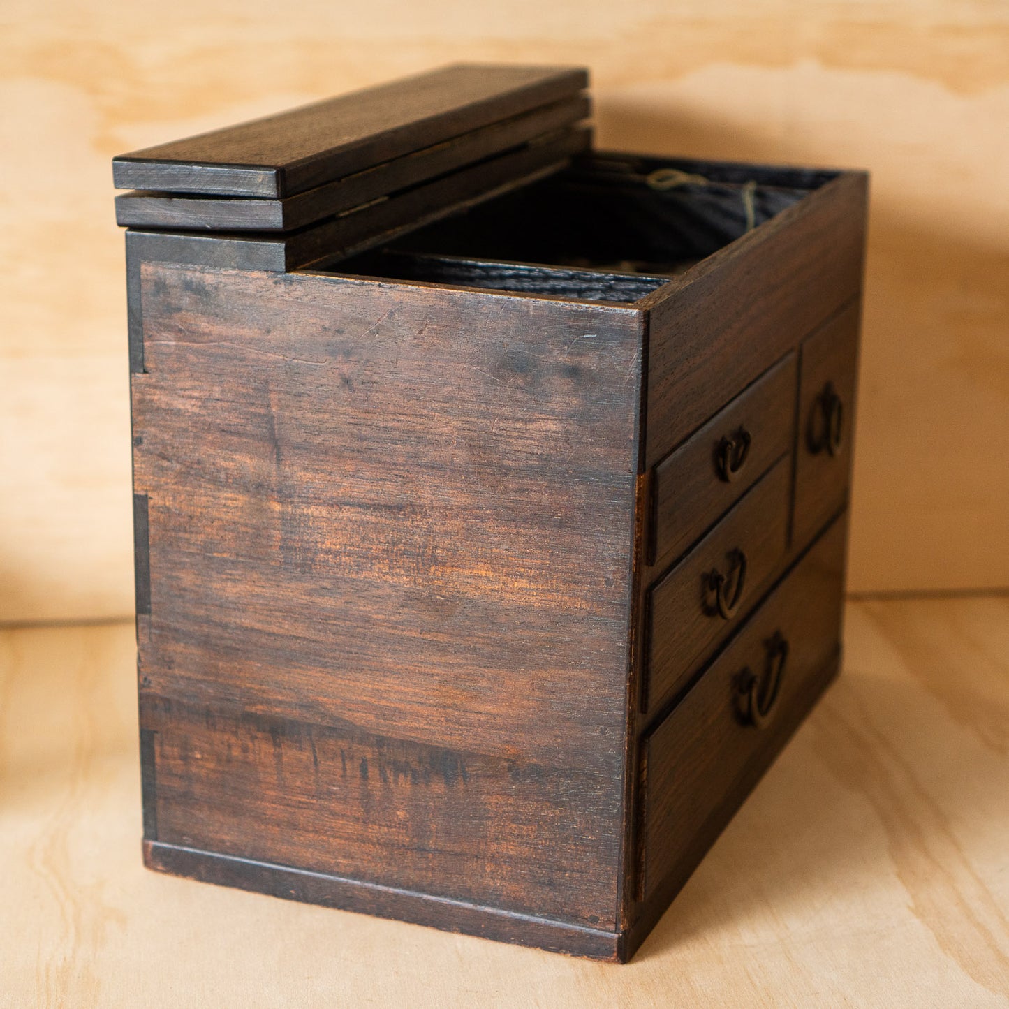 Vintage Japanese Rosewood Haribako Sewing Box