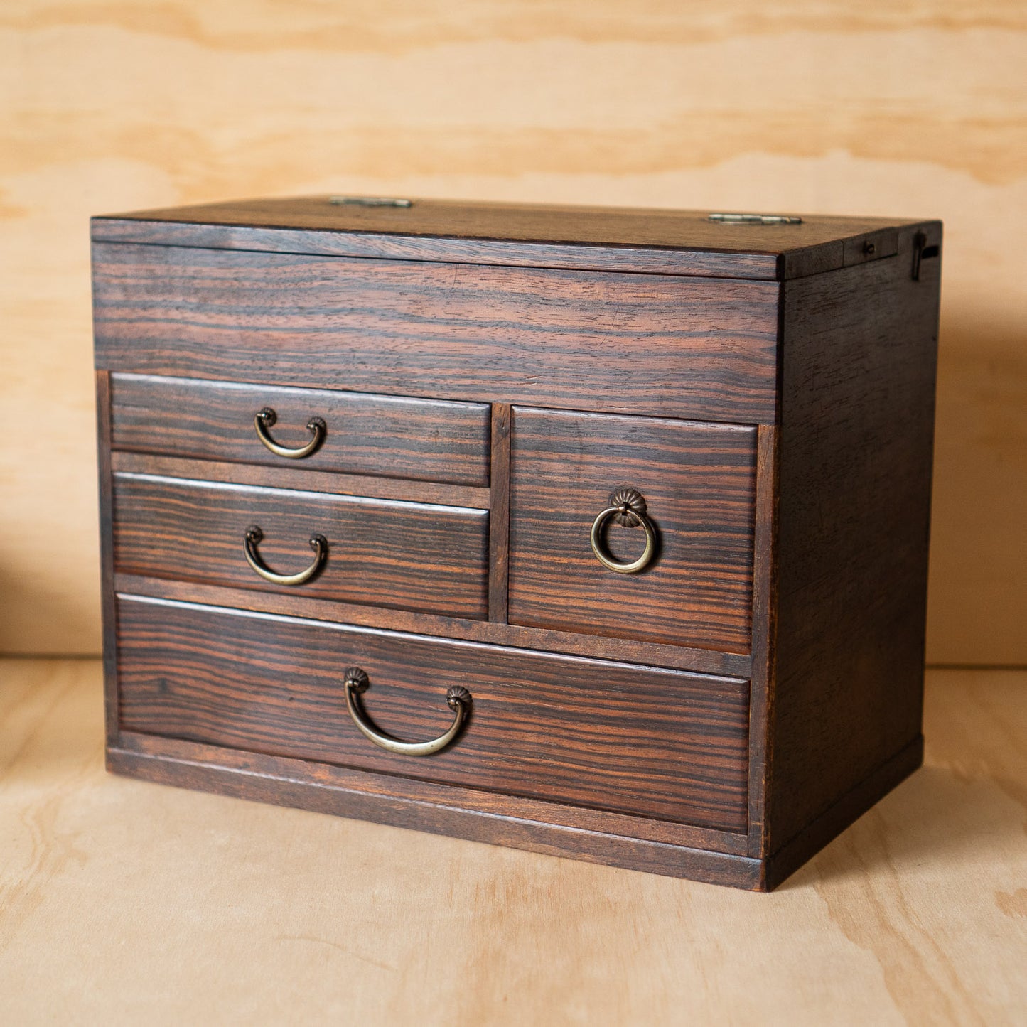 Vintage Japanese Rosewood Haribako Sewing Box
