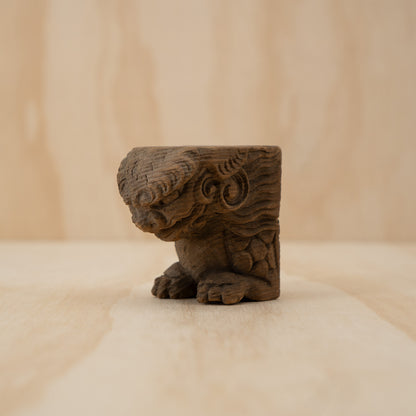 Antique Japanese Small Carved Temple Fragment of a Shi Shi Temple Dog