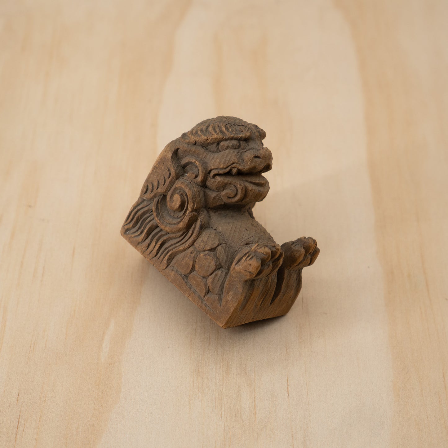 Antique Japanese Small Carved Temple Fragment of a Shi Shi Temple Dog