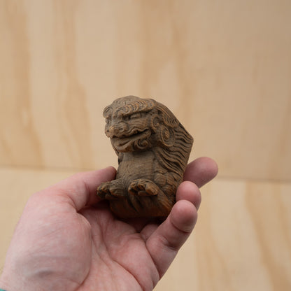 Antique Japanese Small Carved Temple Fragment of a Shi Shi Temple Dog