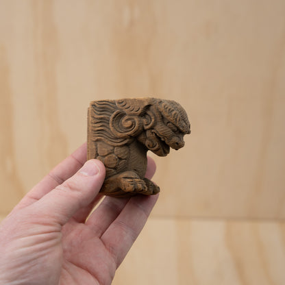 Antique Japanese Small Carved Temple Fragment of a Shi Shi Temple Dog