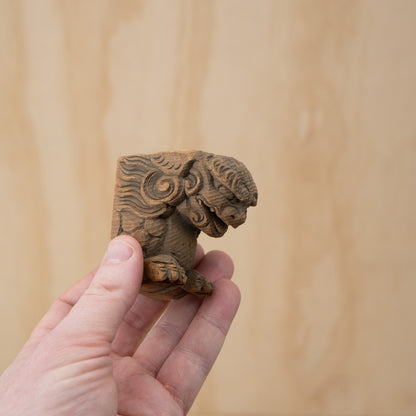 Antique Japanese Small Carved Temple Fragment of a Shi Shi Temple Dog