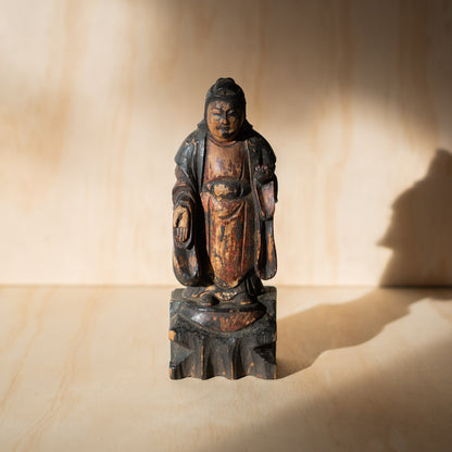 Antique Japanese Zushi Portable Shrine with standing Guanyin Sculpture
