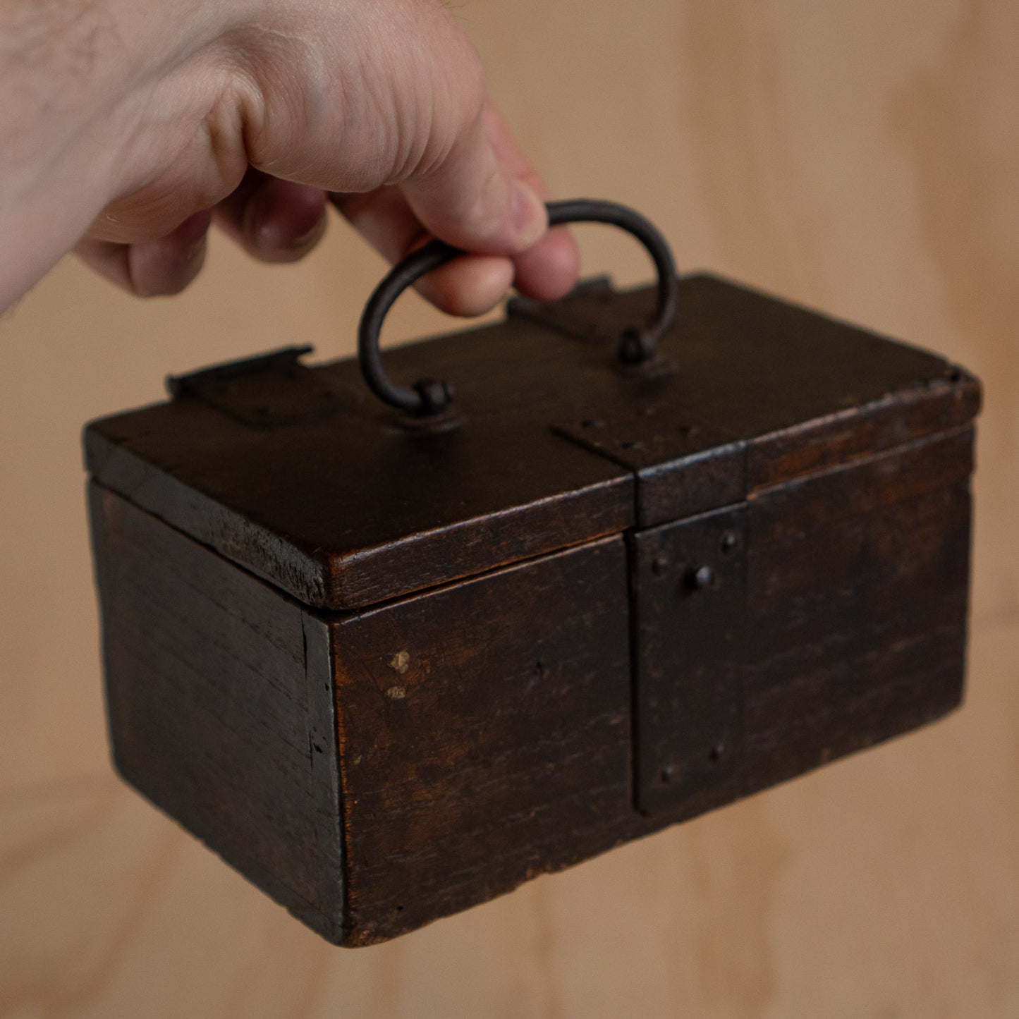Antique Japanese Hankobako Stamp Box with Iron fittings
