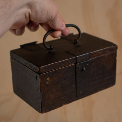 Antique Japanese Hankobako Stamp Box with Iron fittings
