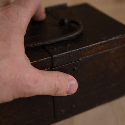 Antique Japanese Hankobako Stamp Box with Iron fittings