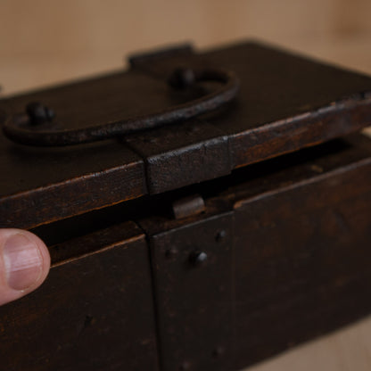 Antique Japanese Hankobako Stamp Box with Iron fittings