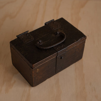 Antique Japanese Hankobako Stamp Box with Iron fittings