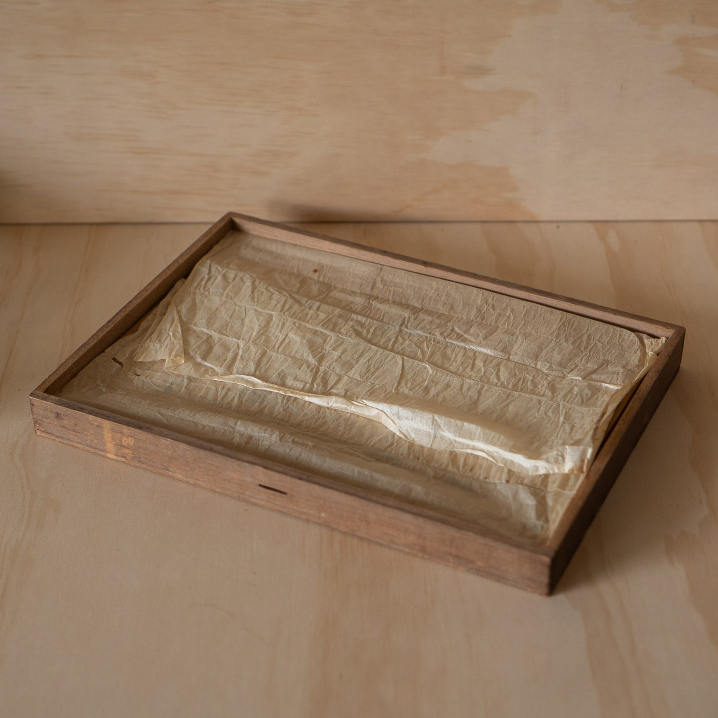 Antique Japanese Ink Painted Presentation Tray in Box - Shinmotsubon