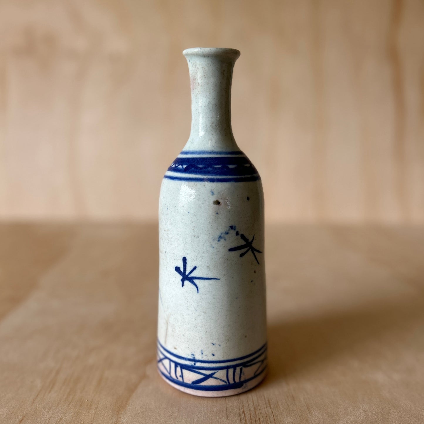 Antique Japanese Blue and White Sake Bottle Vase