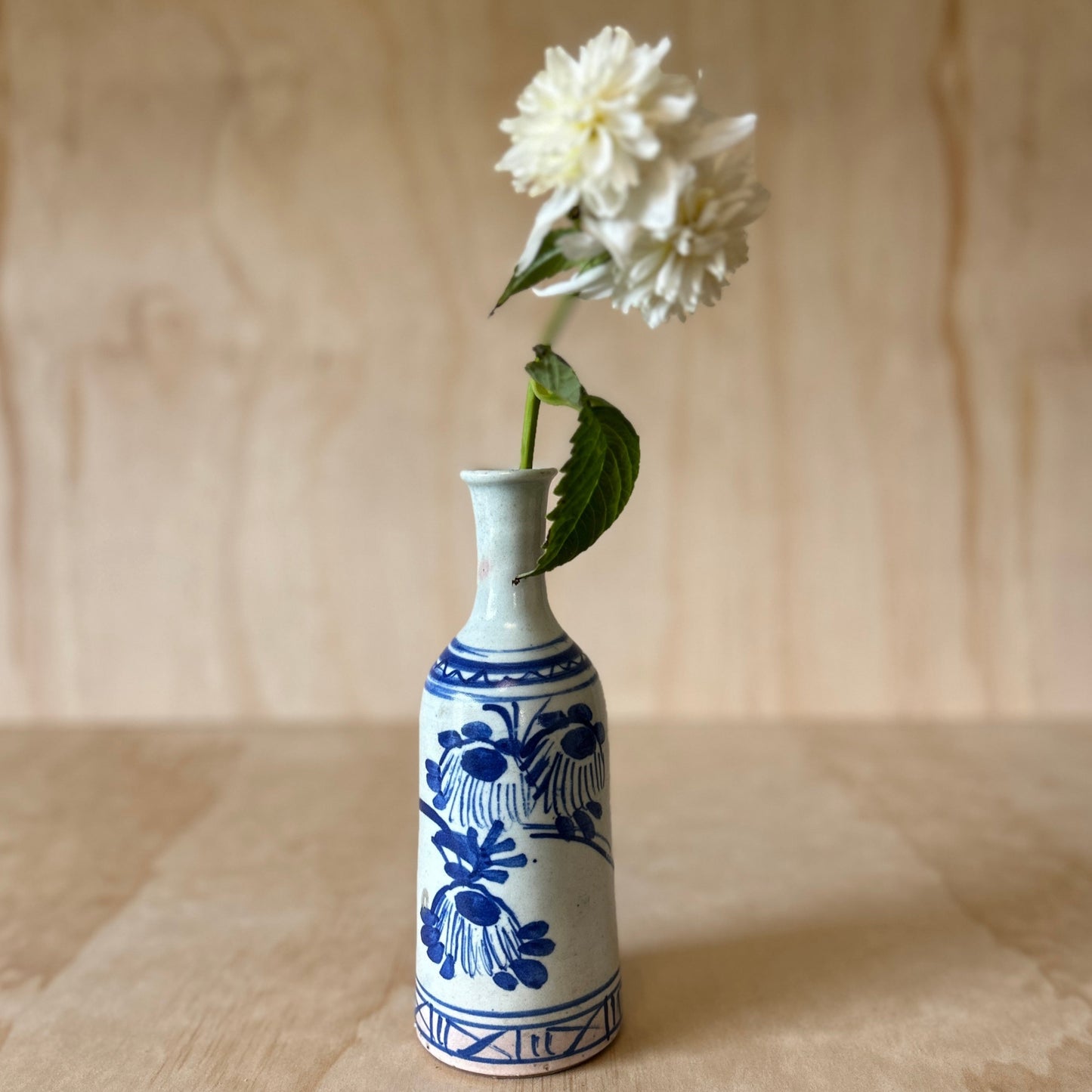 Antique Japanese Blue and White Sake Bottle Vase