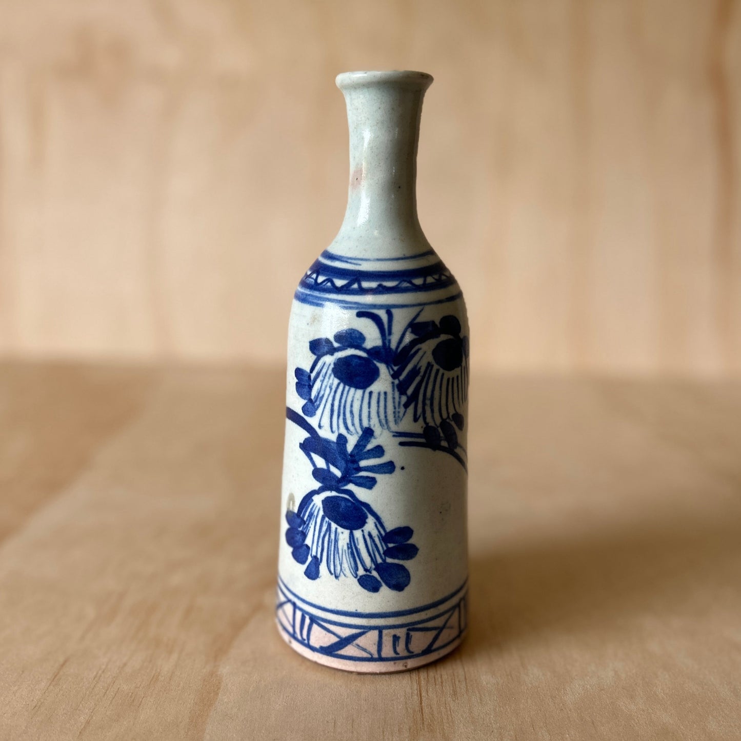 Antique Japanese Blue and White Sake Bottle Vase