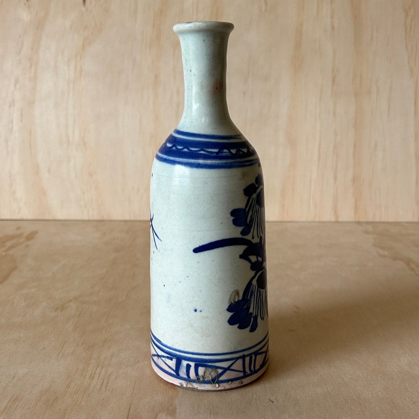 Antique Japanese Blue and White Sake Bottle Vase