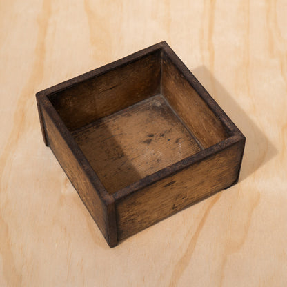 Antique Japanese Wood and Iron Masu Box Rice Measure - gogomasu