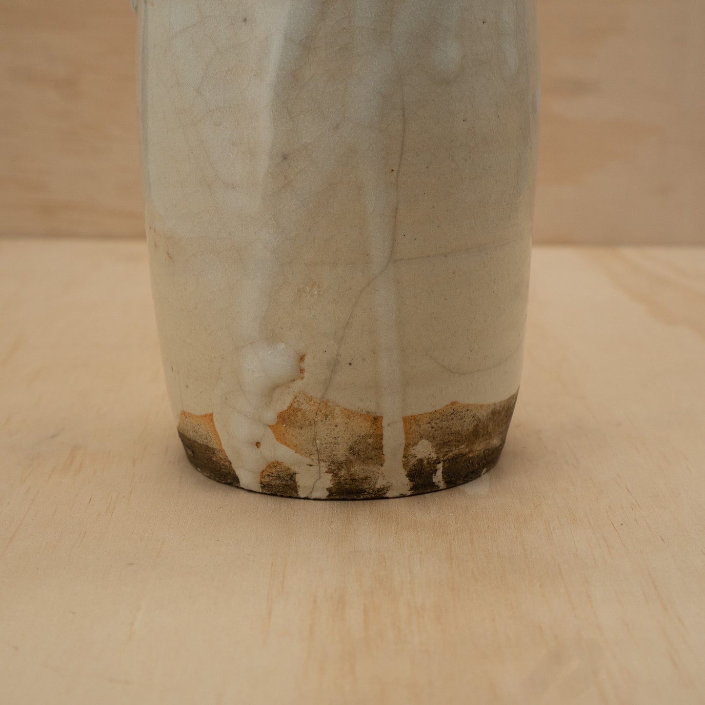 Antique Japanese Ceramic Seto Tokkuri Wide Mouth Sake Bottle
