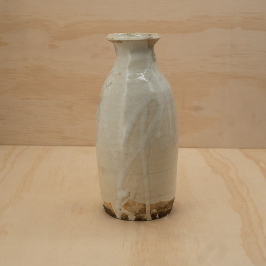 Antique Japanese Ceramic Seto Tokkuri Wide Mouth Sake Bottle