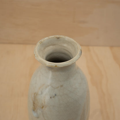 Antique Japanese Ceramic Seto Tokkuri Wide Mouth Sake Bottle
