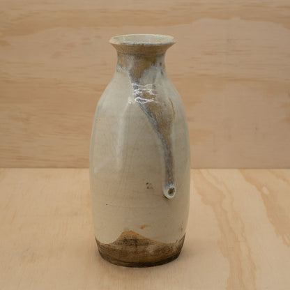 Antique Japanese Ceramic Seto Tokkuri Wide Mouth Sake Bottle