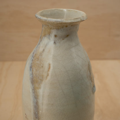 Antique Japanese Ceramic Seto Tokkuri Wide Mouth Sake Bottle