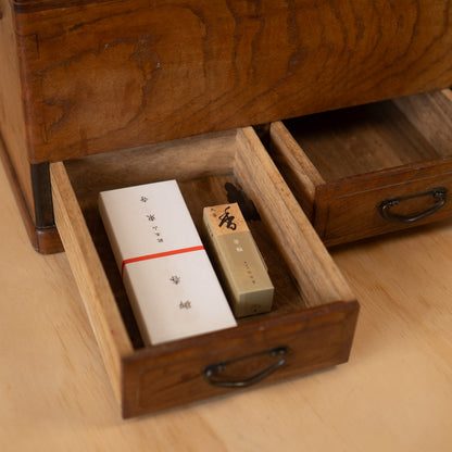 Antique Keyaki Elm and Rosewood Hibachi / Tabako Bon with 2 drawers