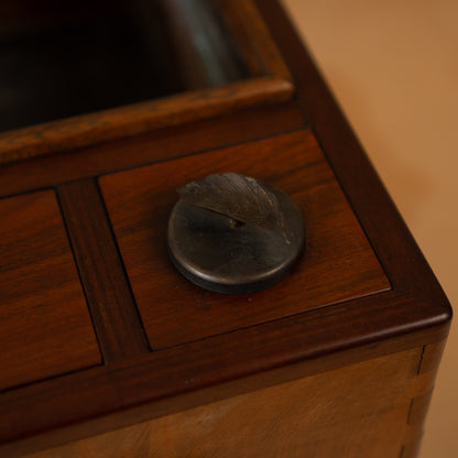 Antique Keyaki Elm and Rosewood Hibachi / Tabako Bon with 2 drawers