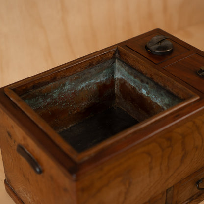 Antique Keyaki Elm and Rosewood Hibachi / Tabako Bon with 2 drawers