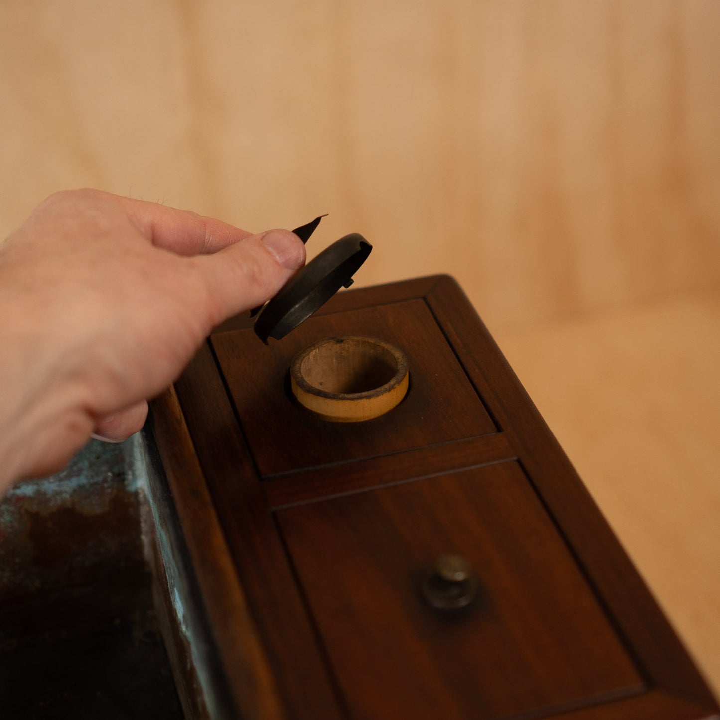 Antique Keyaki Elm and Rosewood Hibachi / Tabako Bon with 2 drawers
