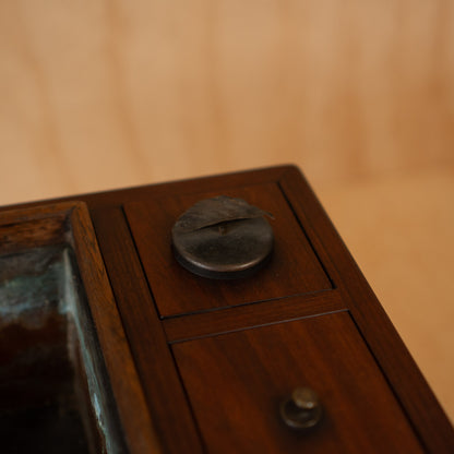 Antique Keyaki Elm and Rosewood Hibachi / Tabako Bon with 2 drawers