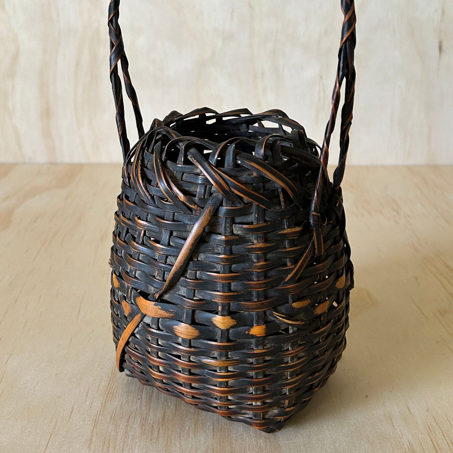 Antique Woven Bamboo Ikebana Basket