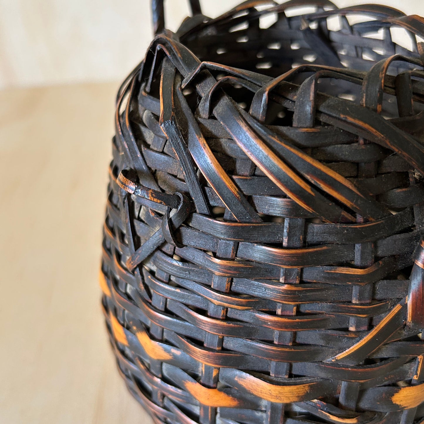 Antique Woven Bamboo Ikebana Basket